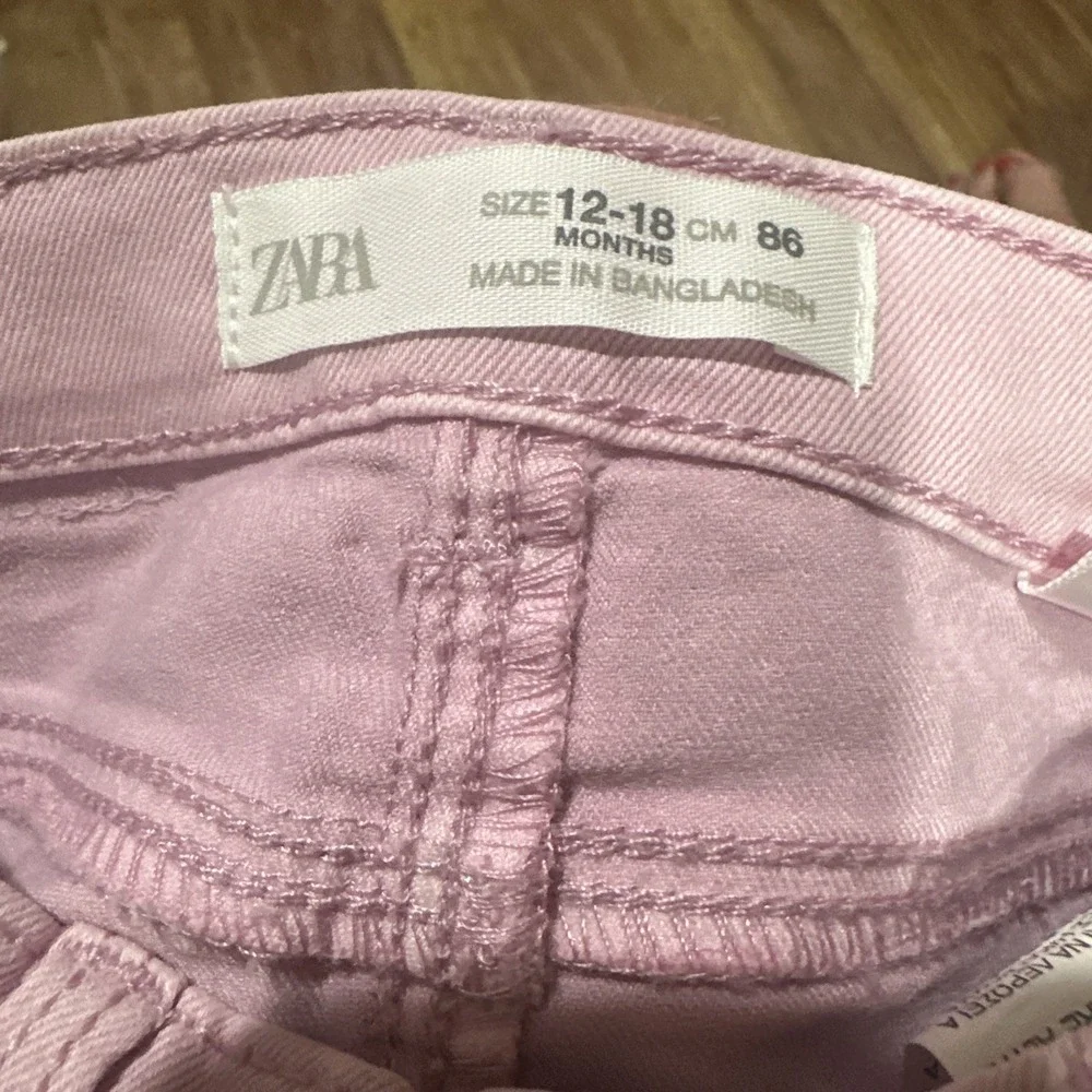 Zara Baby Jeans 12-18 Months Stratchy Soft‎ Denim Pink Pants
